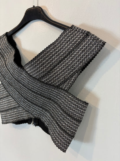 OTRAS. Crop top elástico hilos plateado. T S/M