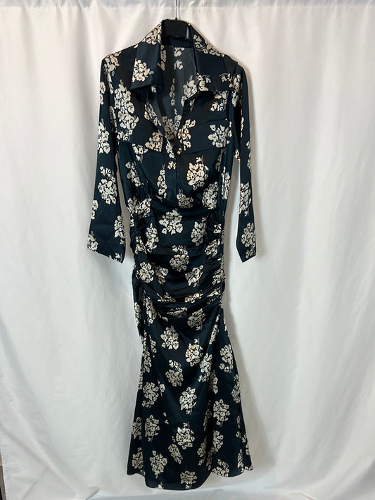 ROBERTO TORRETTA. Long printed silk dress. Size 36