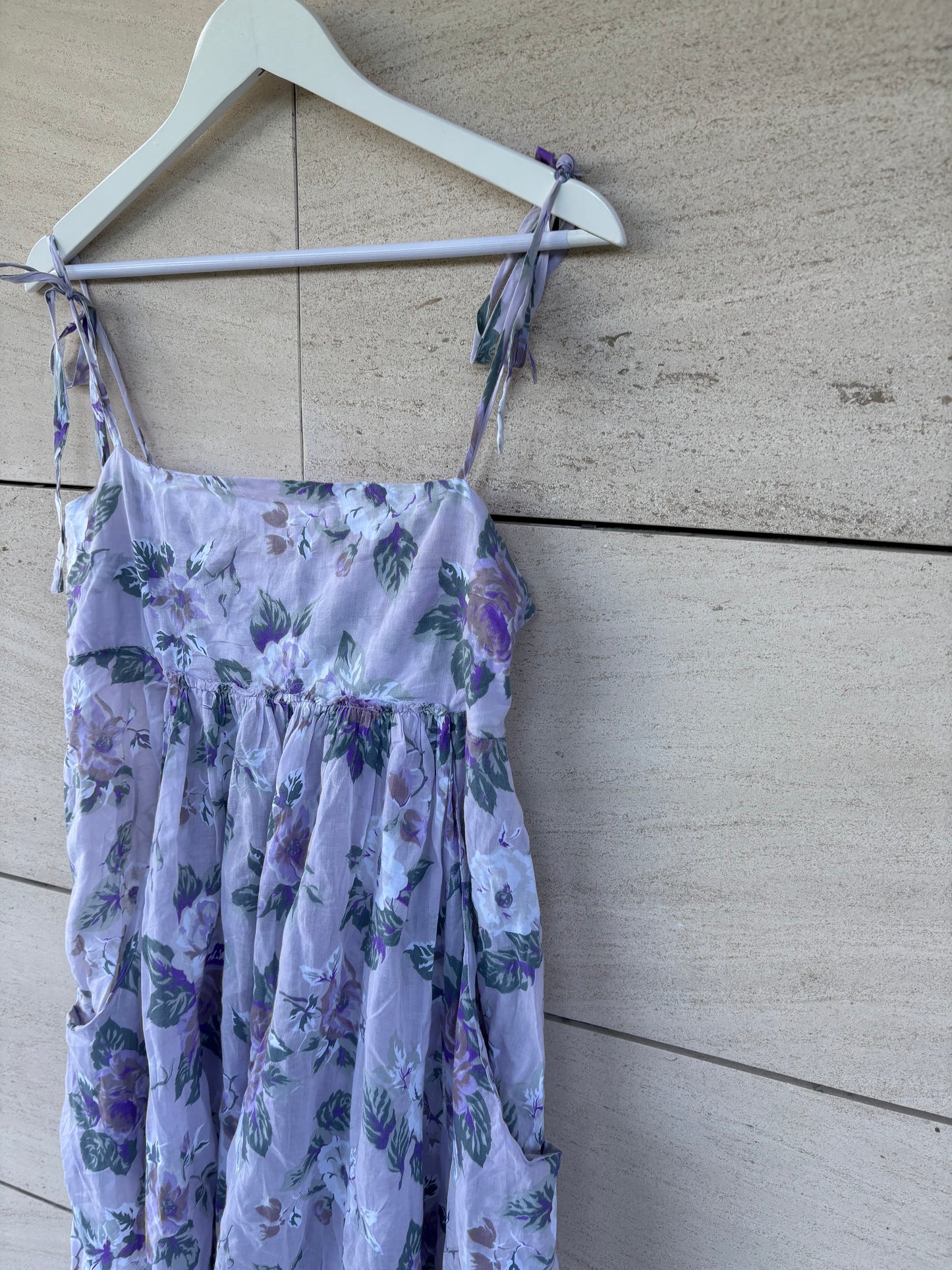 TCN. Long dress with mauve florals. TS/M