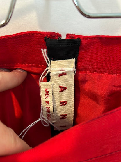MARNI. Red pleated midi skirt. Size 36