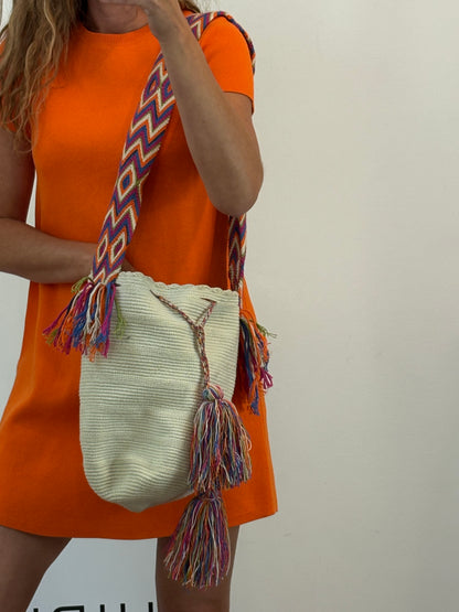 ZARA. Vestido corto punto elástico naranja