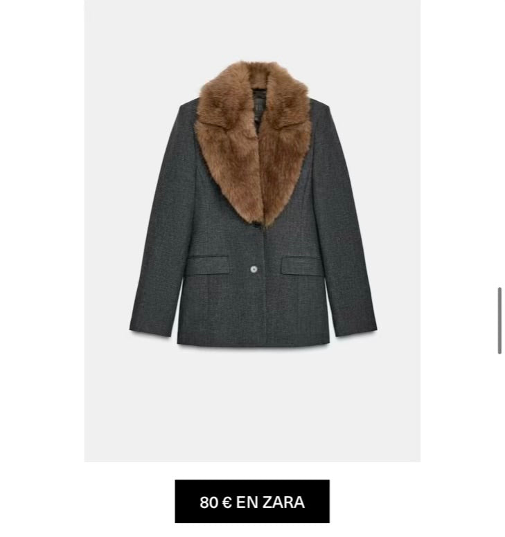 ZARA. Blazer marengo cuello pelito