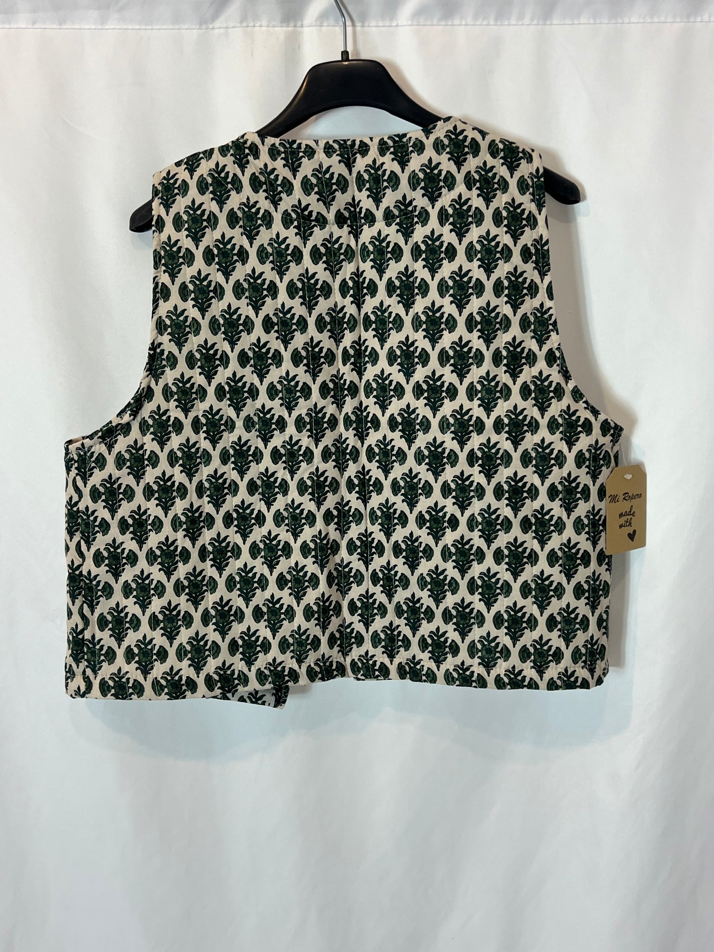 OTRAS. Chaleco beige flores verdes TU(s/m)