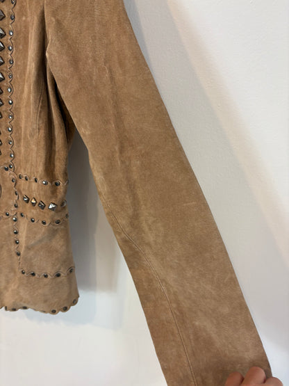 MORGAN. Chaqueta ante beige tachuelas