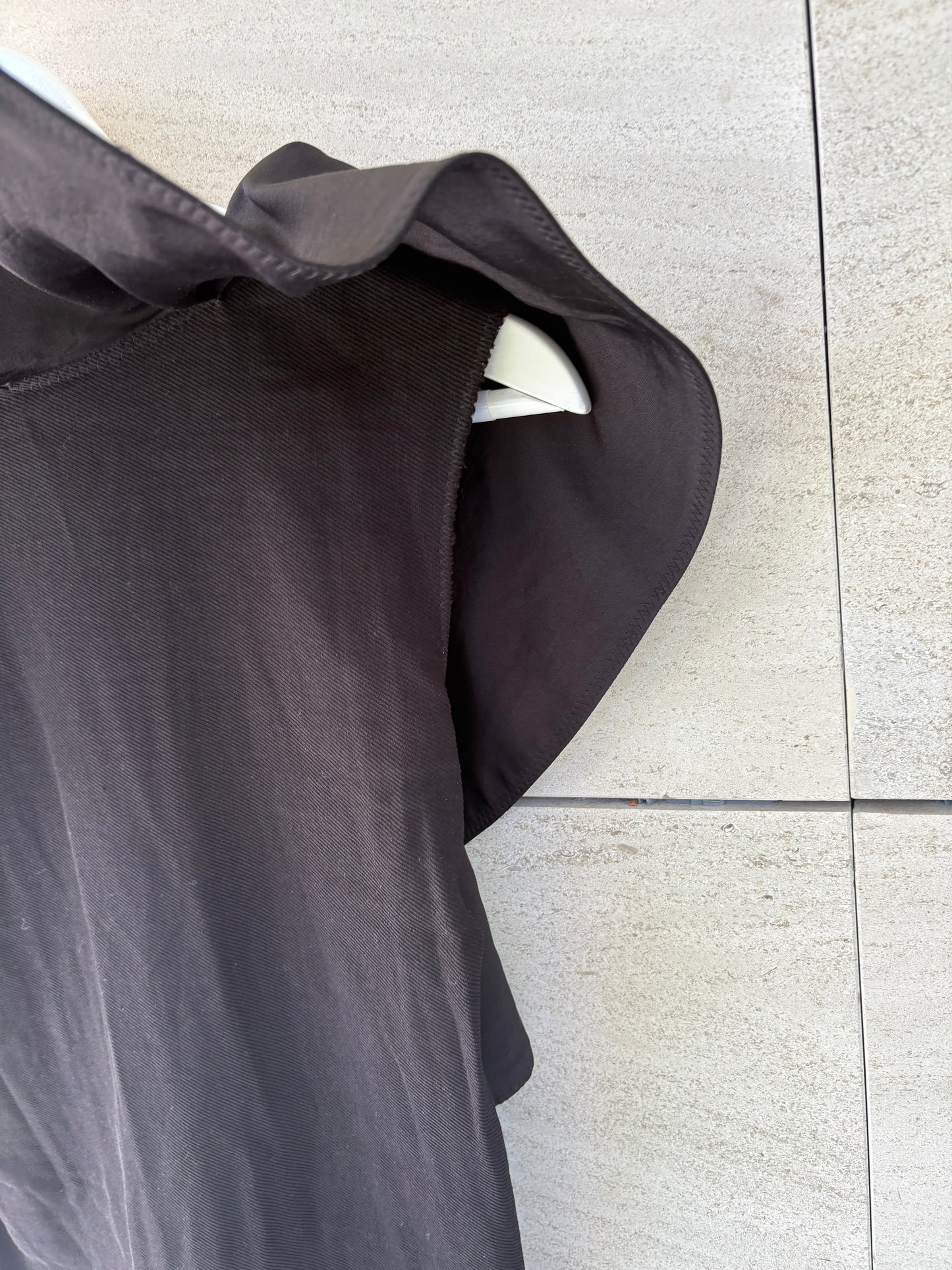 LANVIN. Vestido negro fruncido T.38