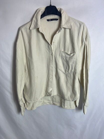 ZARA. Camisa beige franela. T XS