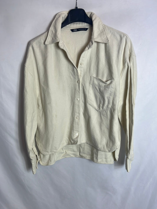 ZARA. Camisa beige franela. T XS
