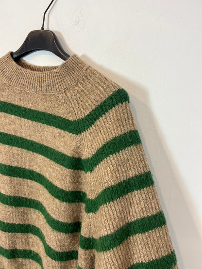 MANGO. Striped beige sweater S.xs