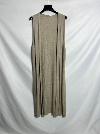 ALGO BONITO. Chaleco midi punto beige. TU