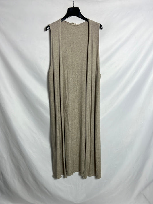 ALGO BONITO. Chaleco midi punto beige. TU