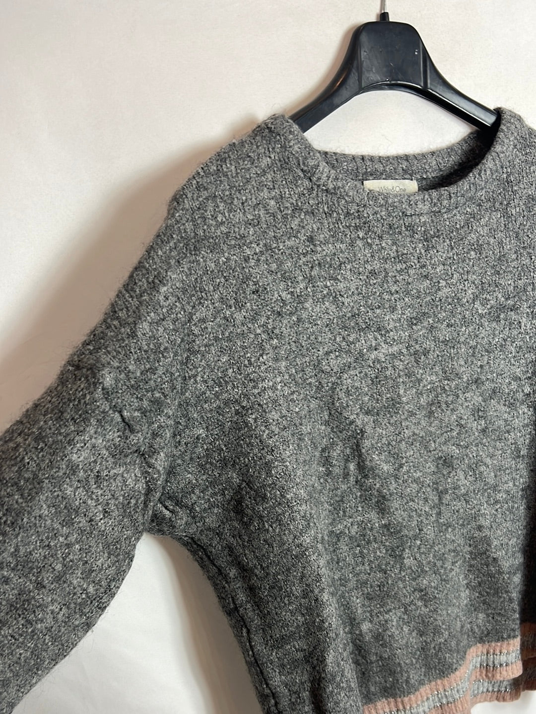 WHITE&amp;ONE. Gray sweater with detail. YOU (S)