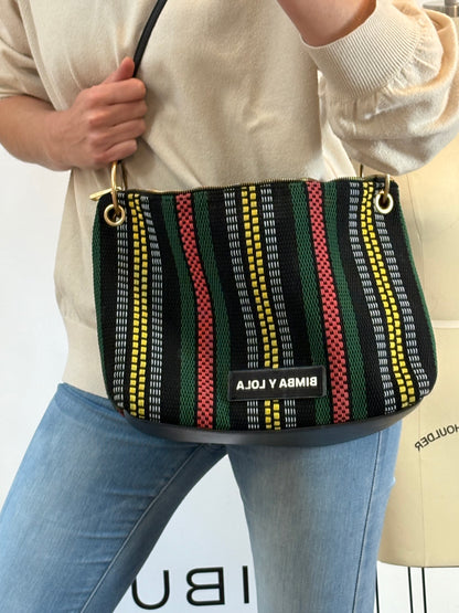 BIMBA Y LOLA. Bolso mediano trenzado colores doble asa