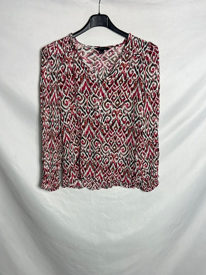 CORTEFIEL. Top manga larga fluido estampado. T S