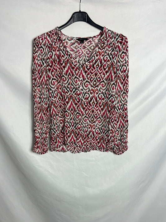 CORTEFIEL. Top manga larga fluido estampado. T S