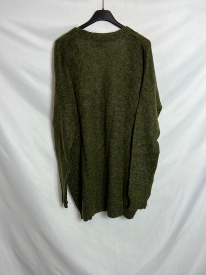 ZARA. Cárdigan verde jaspeado oversized. T M