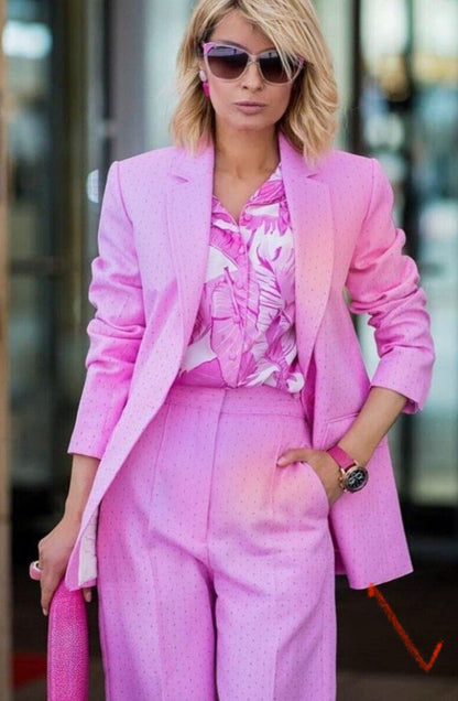 SANDRO. Traje de chaqueta rosa rayas T.36/38