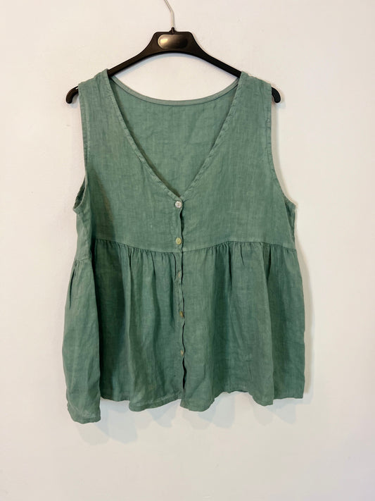 OTRAS. Top verde lino botones TU(s/m)