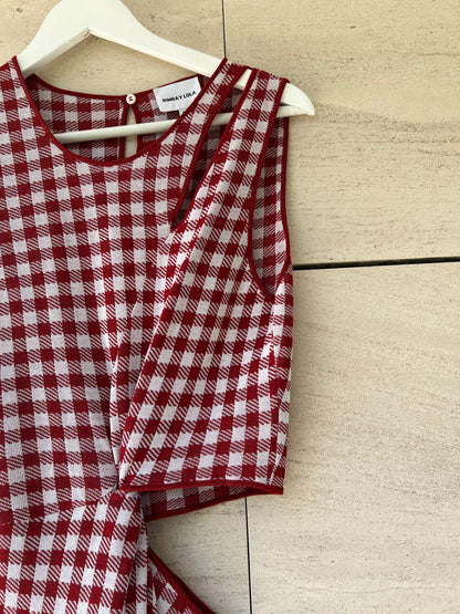 BIMBA Y LOLA. Vestido abertura cuadros T.s