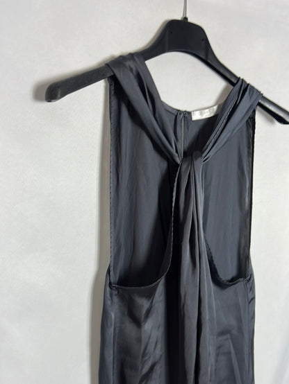 ZARA. Vestido midi gris satinado. T M