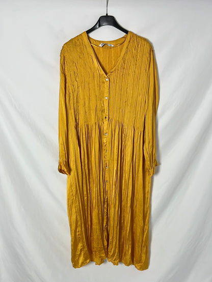 ZARA. Vestido/kimono mostaza T.xs