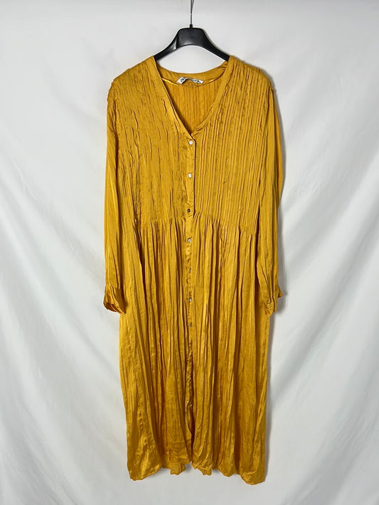ZARA. Vestido/kimono mostaza T.xs