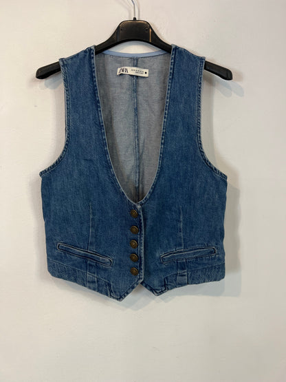 ZARA. Chaleco denim botones T.xs