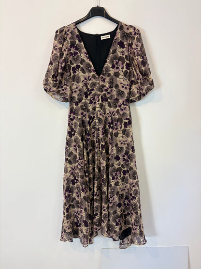 MASSCOB. Printed silk midi dress. Size XS