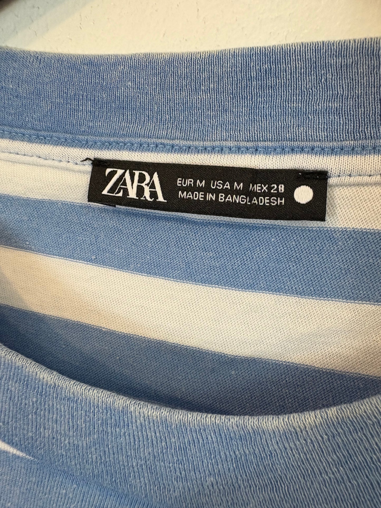 ZARA. Camiseta azul rayas. T M