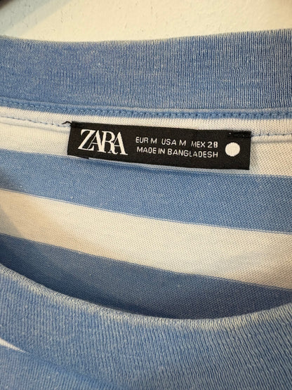 ZARA. Camiseta azul rayas. T M
