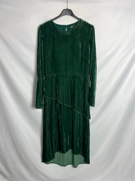 MAJE. Green velvet midi dress. Size 2(M) (tara)
