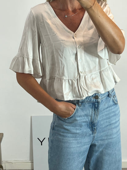 AZALEA. Flowy beige satin top. YOU (M)