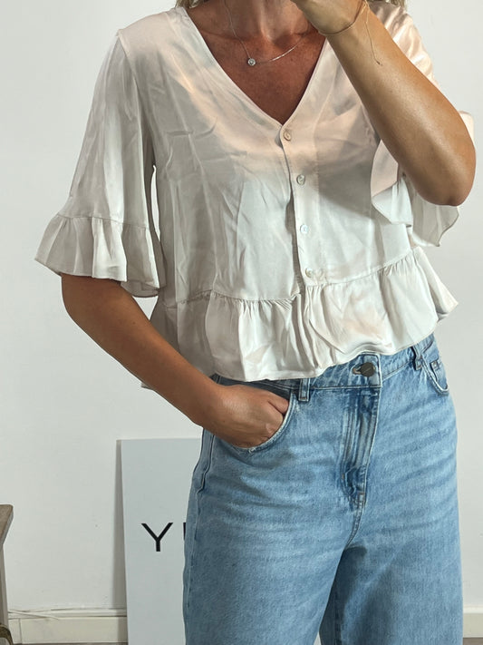 AZALEA. Top beige fluido satinado. TU (M)