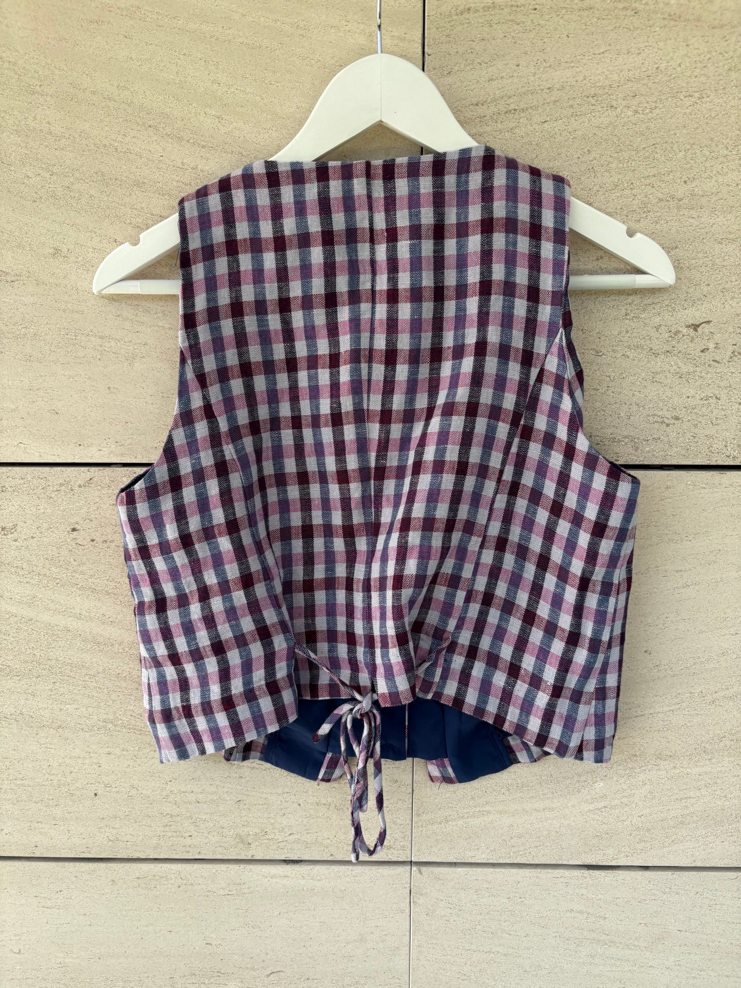 SCALPERS. chaleco cuadros lino  T.s