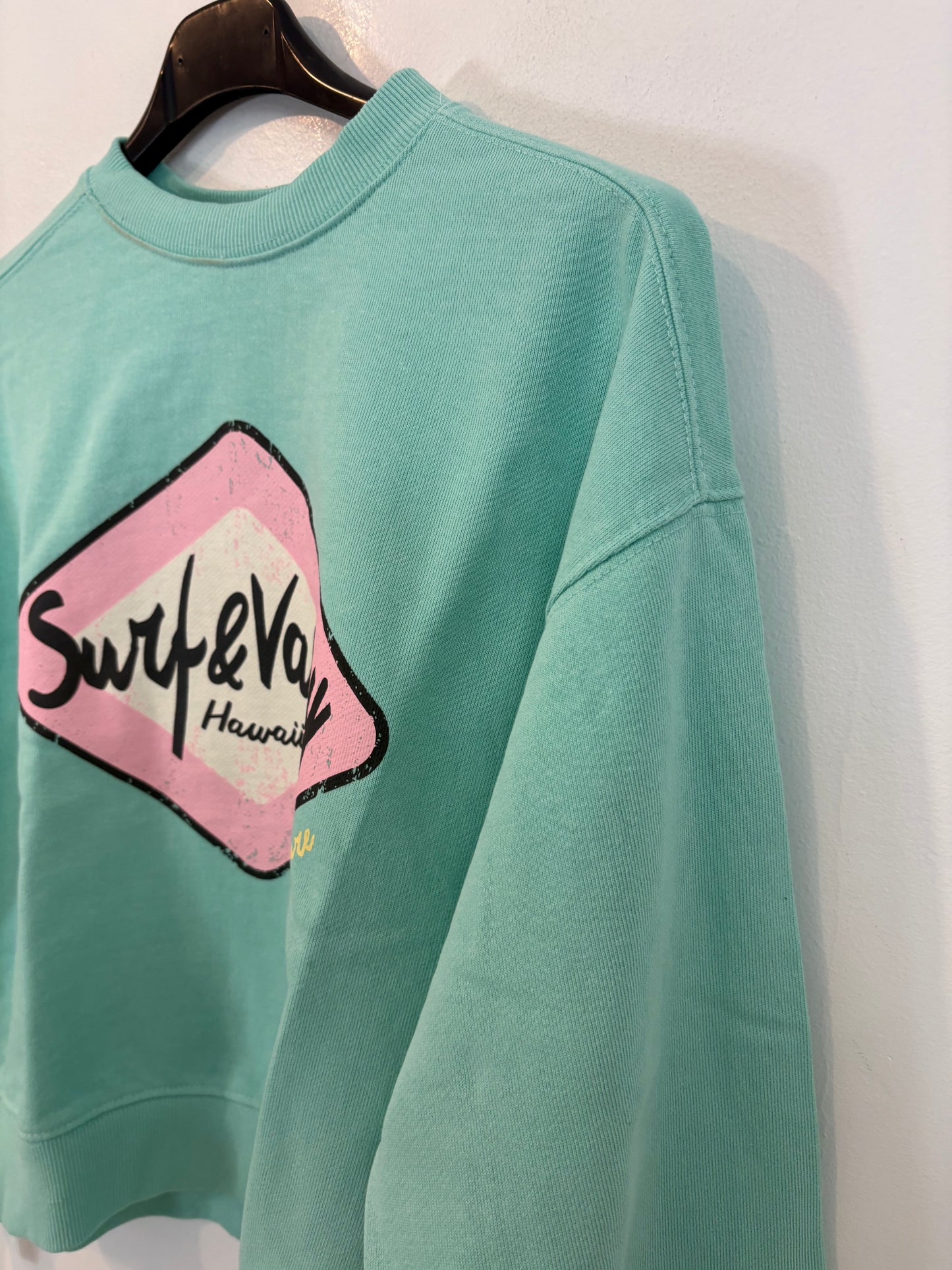 ZARA. Conjunto felpa  verde agua dibujos. T 13-14 años (xs)