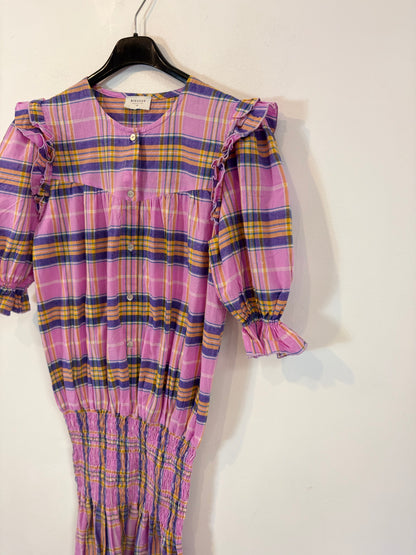 RITAVON. Vestido malva cuadros colores