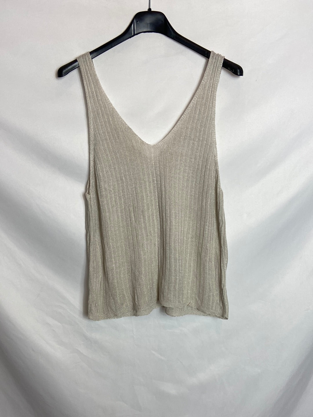 OTRAS. Top color champagne canalé TU (S)