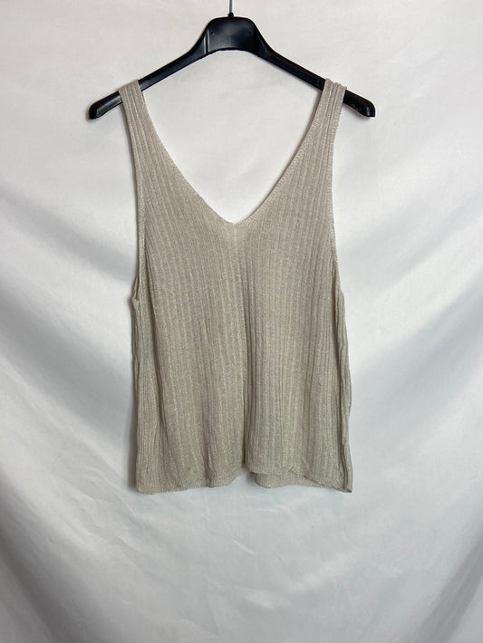 OTRAS. Top color champagne canalé TU (S)