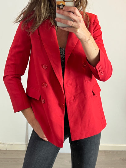 &amp;OTHER STORIES. Red double-breasted blazer with wool S 36