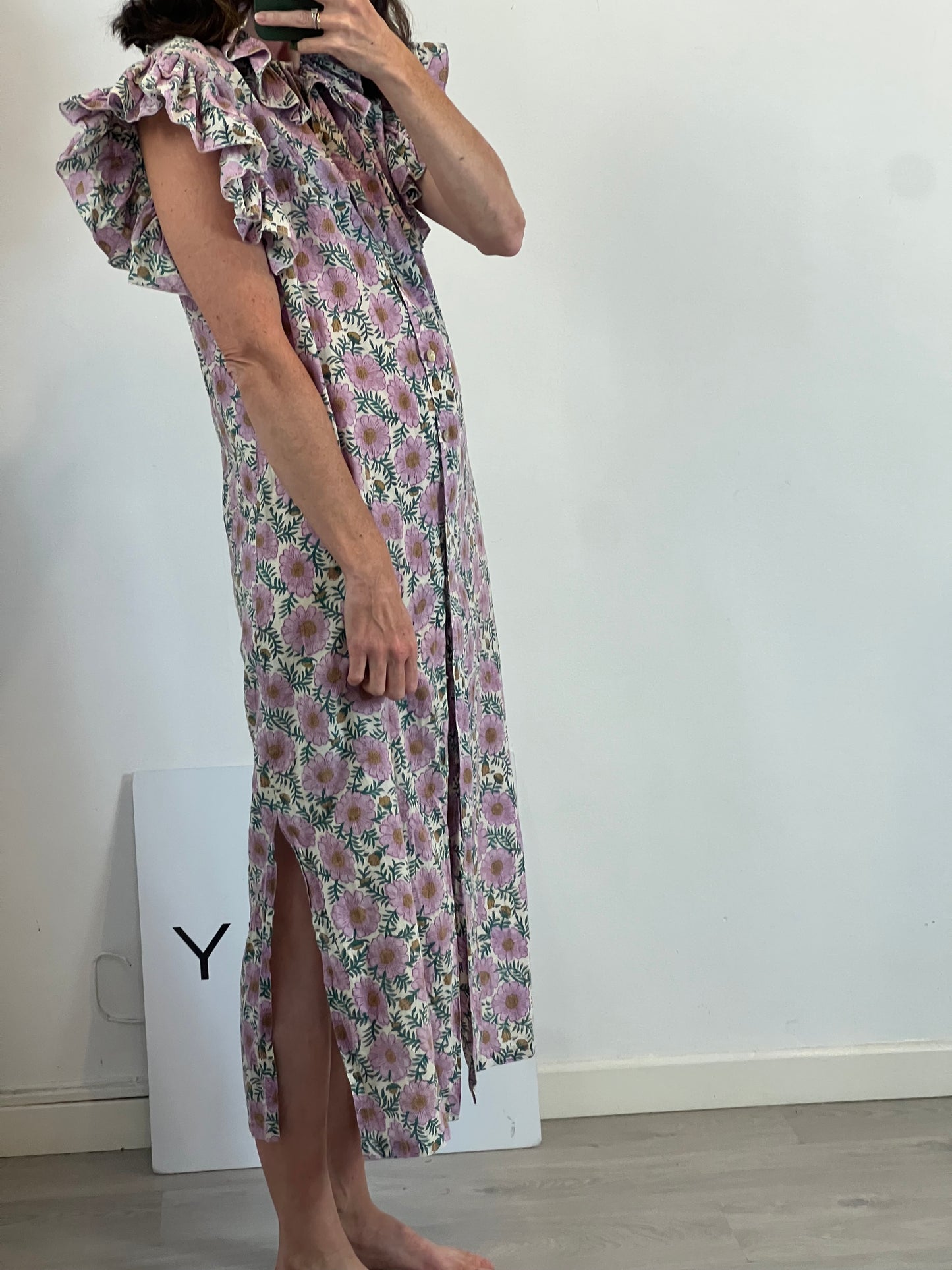 BYAN. Vestido volantes flores T.s