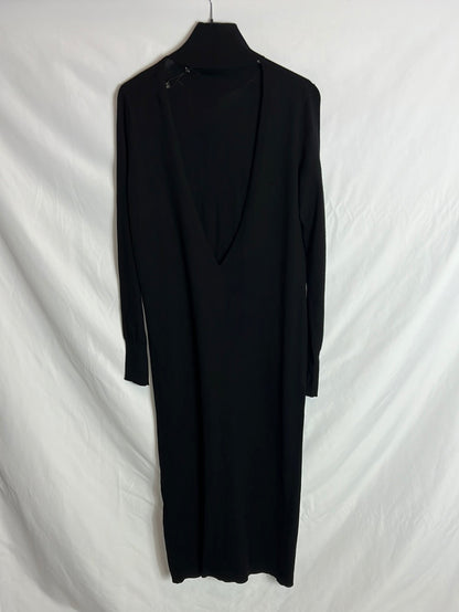 massimo dutti black knit dress Knit midi dress with exposed shoulders Black Dress