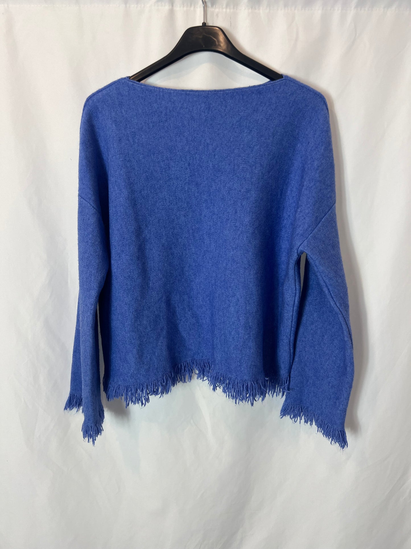 OTRAS. Jersey azul  jaspeado flecos. T S