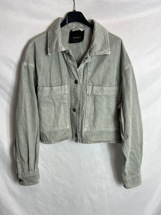 PULL&BEAR. Cazadora denim gris T.s