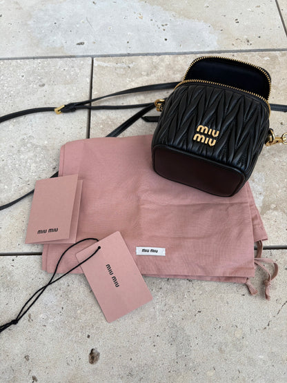 MIU MIU. Matelassé nappa leather micro bag