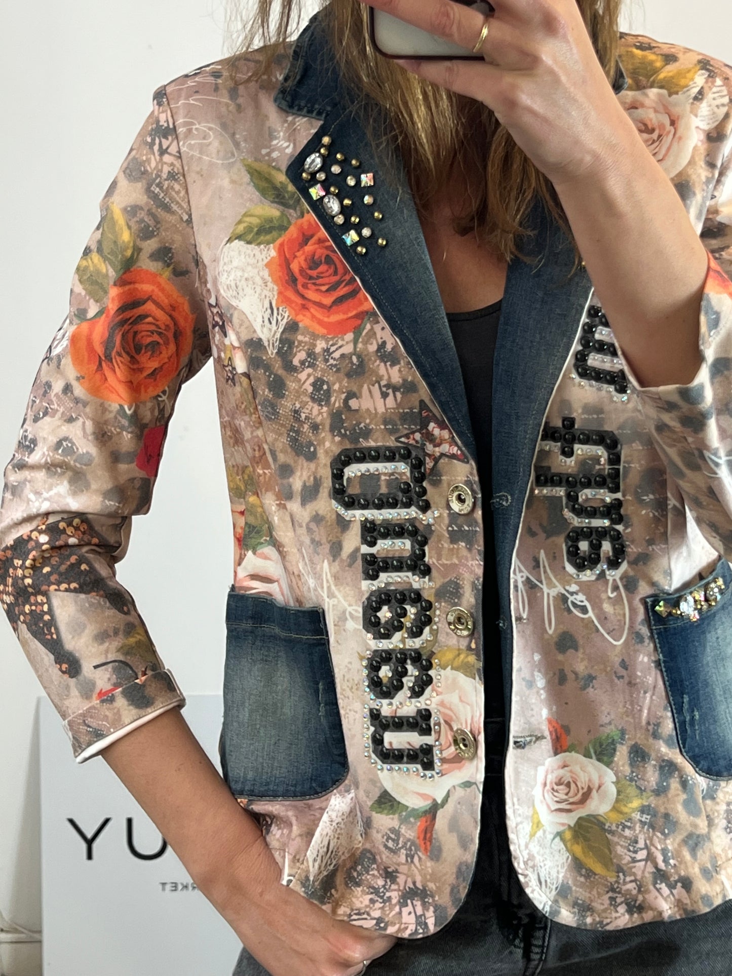 NICE ISTANBUL. Printed texture blazer. T XL(M)