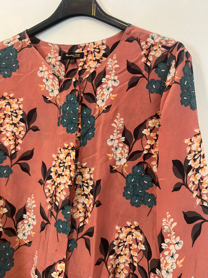MASSIMO DUTTI. Blusa flores seda T.42