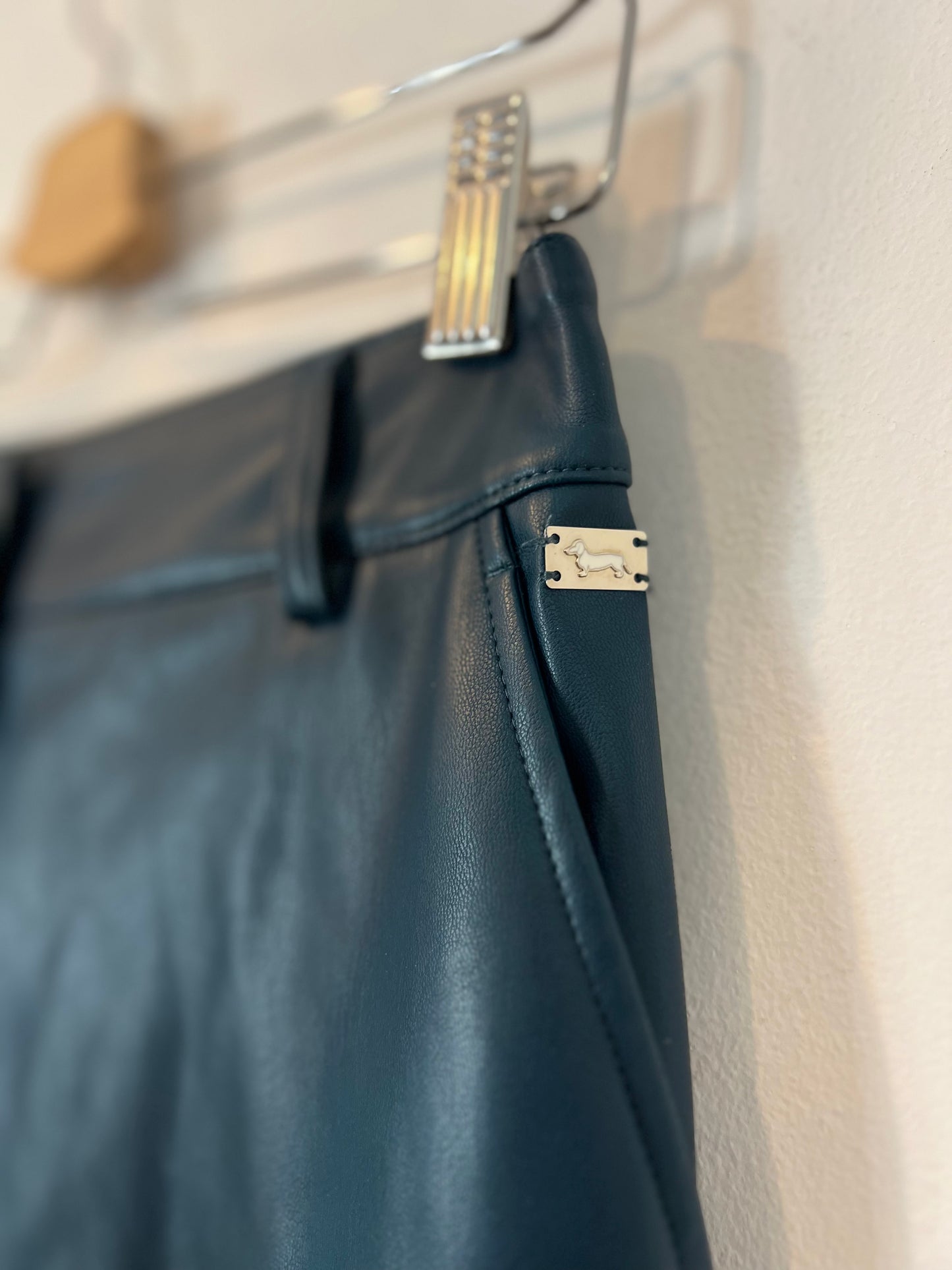 HARMONT&amp;BLAINE. Blue faux leather trousers, size 40