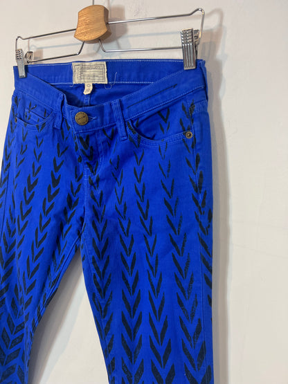 CURRENT ELLIOTT. Printed blue skinny denim. Size 26 (36)