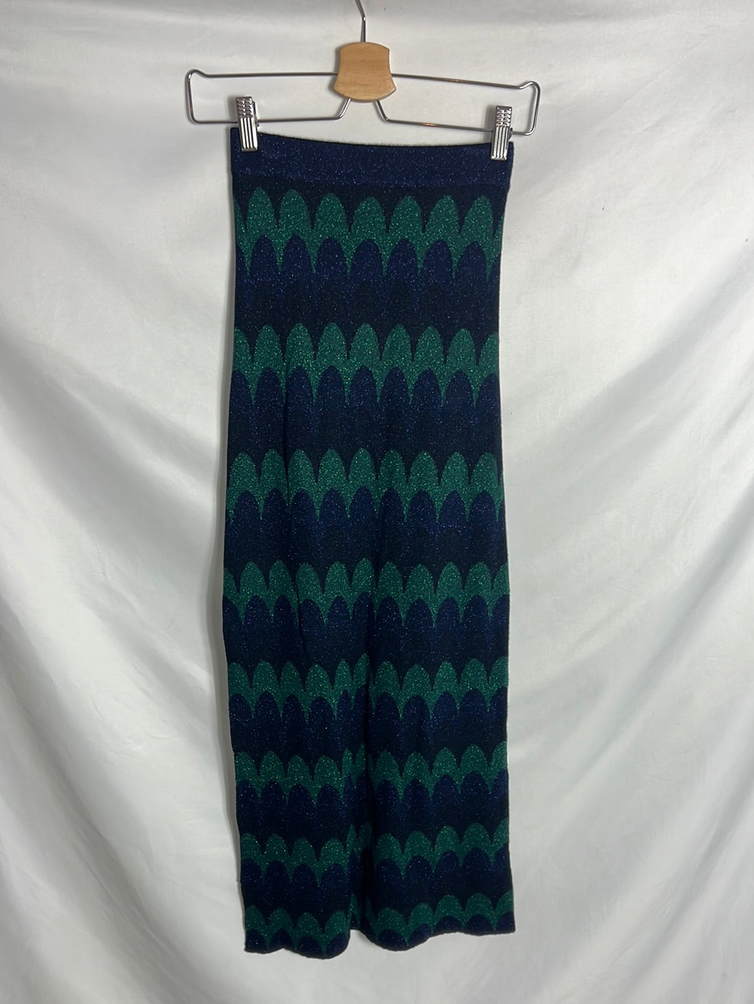 NICOLI. Falda midi punto hilos brillo. TU (xs/s)