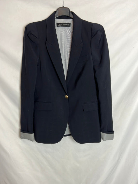 ZARA. Blazer azul botón dorado T.s