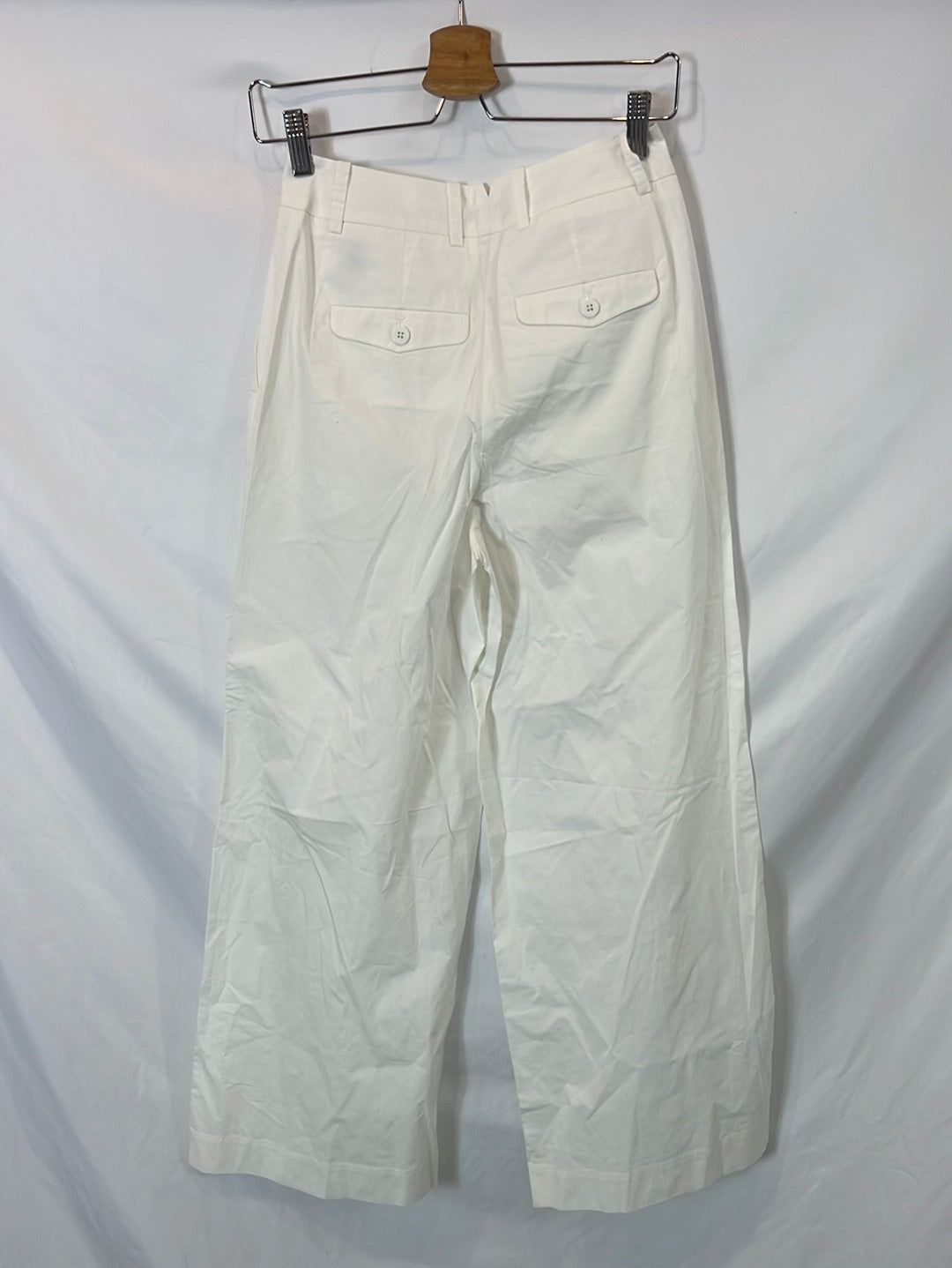 STEFANEL. White wide-leg trousers, size 34